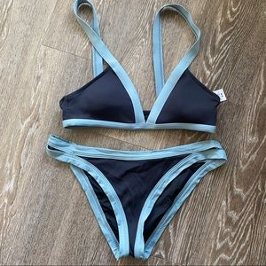 LSpace Black and Teal Bikini - Top: M & Bottom: L